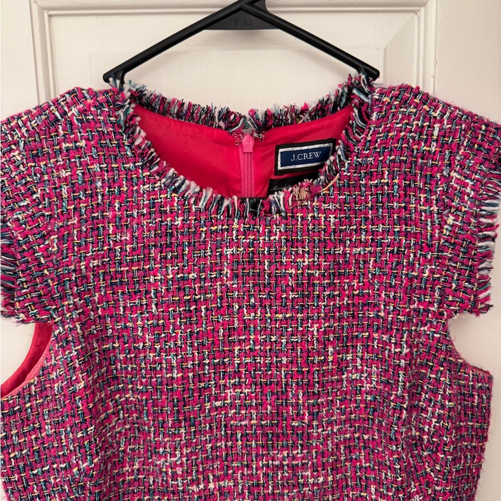 J. Crew Pink Tweed Midi Dress